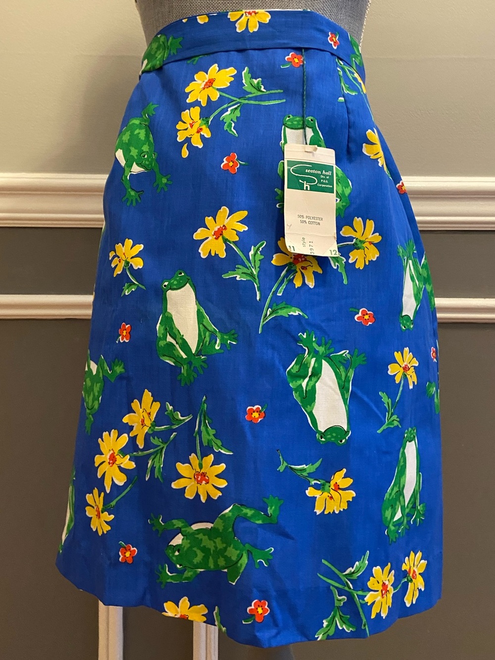 Vintage Skorts Frog & Daisy Whimsical Print 1970’s Women’s Size 12 Belted NEW